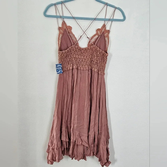 Free People Adella slip dress boho in‎ rose size small NWT - Picture 2 of 5